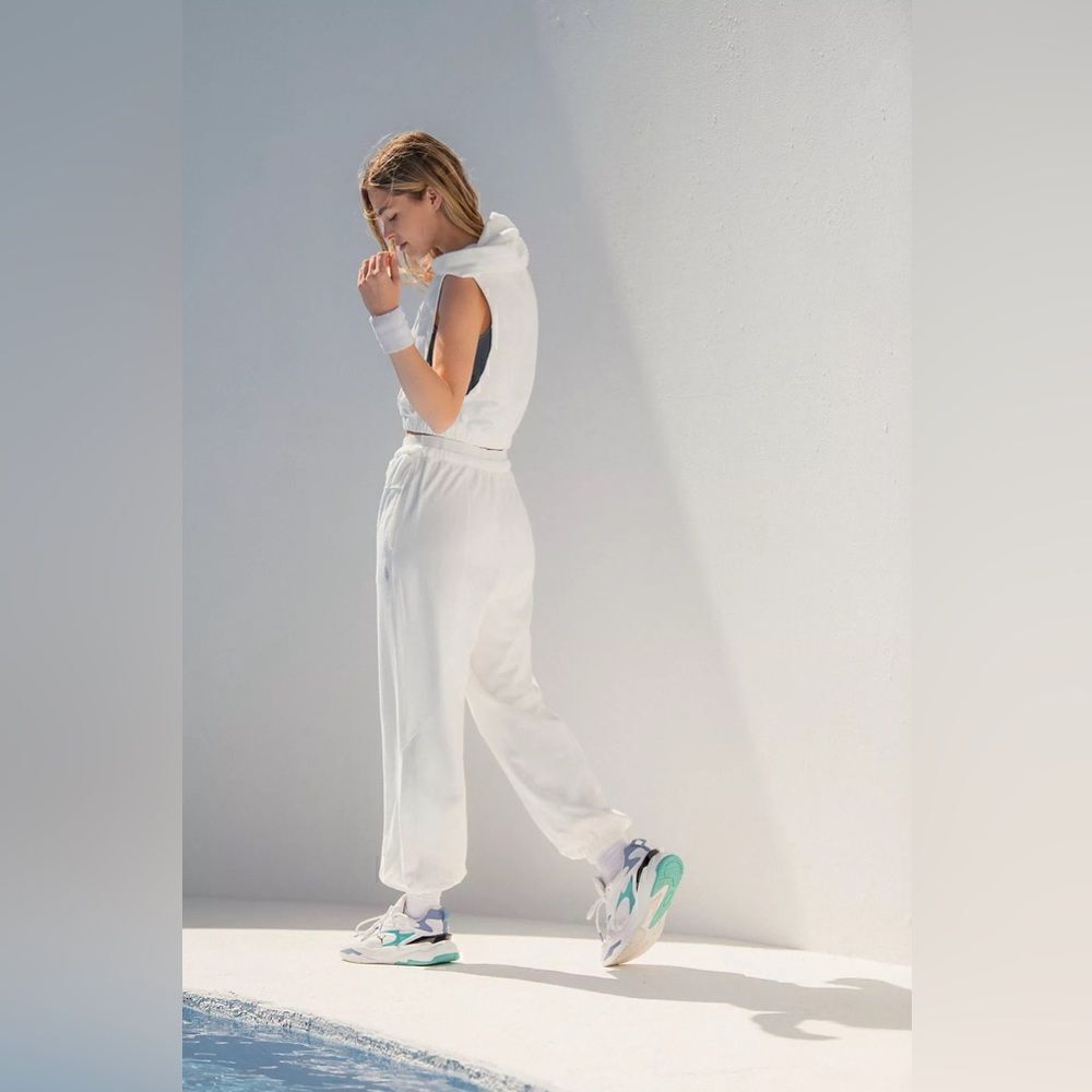 NWT Free People Off The Block PANT HOODIE Set WHITE